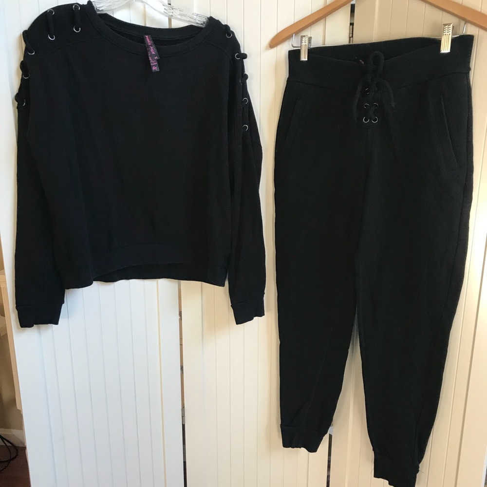 Betsy Johnson lace up sweatshirt and pants